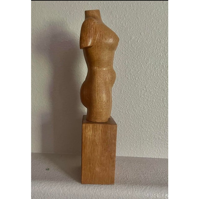 Vintage Hand Carved Wood Abstract Female Torso, (14” High) For Sale - Image 6 of 8