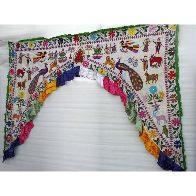 Majestic entirely handmade window or door topper, valance, pelmet, from Barmer or Gujrat, India. This desert town near...