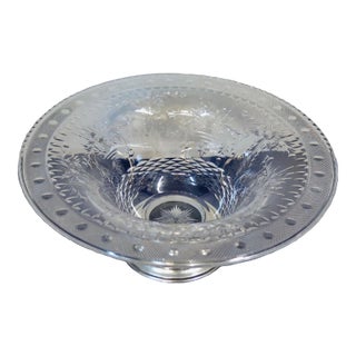 Vintage Antique Signed HAWKES Crystal & Sterling Silver Bowl For Sale