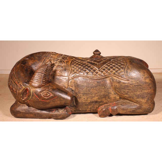 19th Century Indian Wooden Buffalo Sculpture For Sale - Image 10 of 10