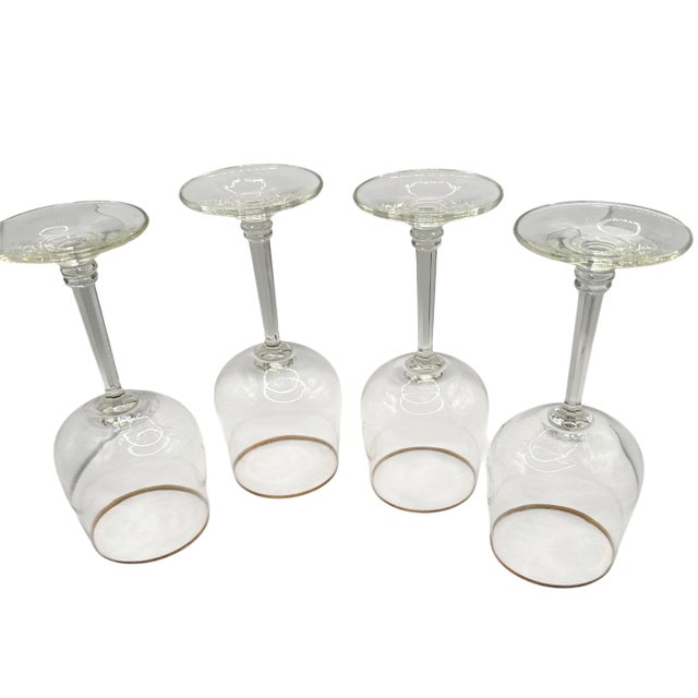 Vintage Clear Wine Glasses With Gold Rims - A Set of Four For Sale In Birmingham - Image 6 of 12