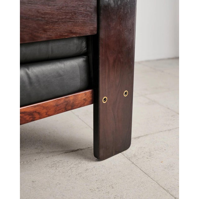 Bastiano Two-Seater Sofa in Mahogany and Black Leather by Afra and Tobia Scarpa for Gavina, Italy, 1960s For Sale - Image 16 of 18