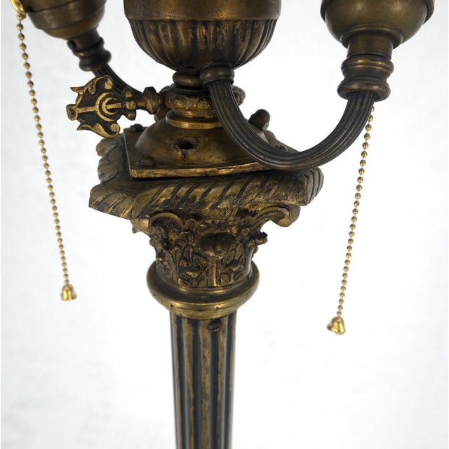 Adjustable Height Heavy Brass Tripod Base Claw Feet Antique Floor Lamp For Sale - Image 13 of 17