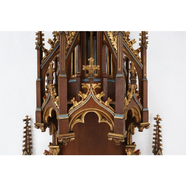 Neo-Gothic French Polychrome and Gilt Wooden Church Steeple with Niche for Saint Statue, 1800s For Sale - Image 5 of 18