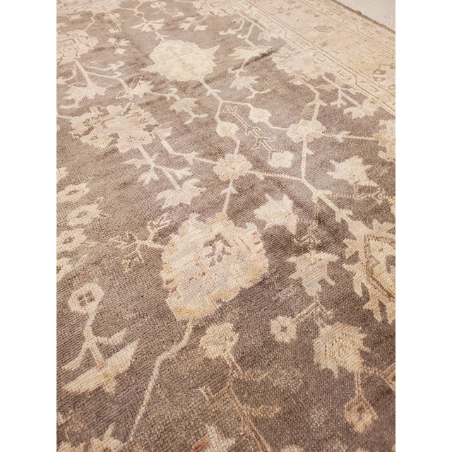 Antique Oushak Carpet, Oriental Rug, Handmade Grey, Muted Shrimp, Soft Creams For Sale - Image 10 of 17