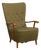 Danish Modern, Highback Lounge Chair, Elm, Wool, Denmark, 1950s For Sale