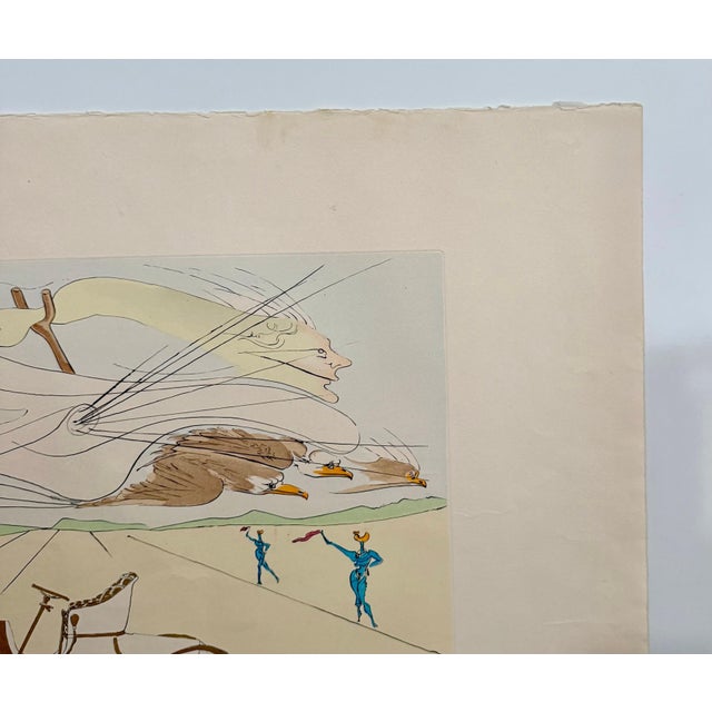 Salvador Dalí, Surrealist Etching Engraving Pochoir l'Automobile Da Vinci Hommage For Sale - Image 9 of 14