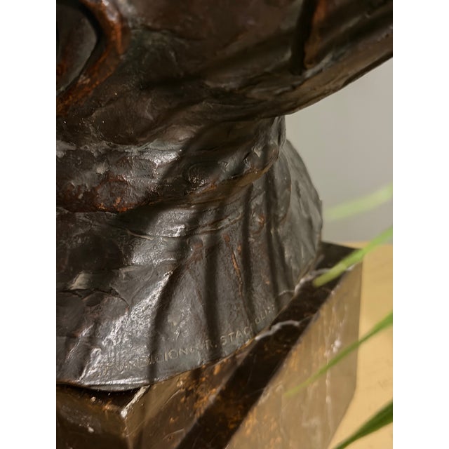 1900s Jose Cardona Signed Bonze Sculpture on a Marble Base of a Elderly Woman For Sale In Miami - Image 6 of 10