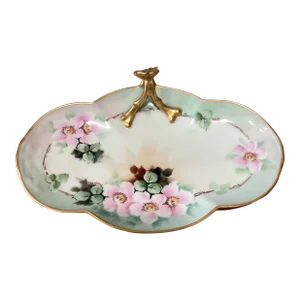 Antique Limoges France Porcelain Single Handled Serving Dish