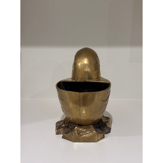Vintage Large Scale Palm Beach Style Brass Nautilus Shell Planter For Sale - Image 15 of 17