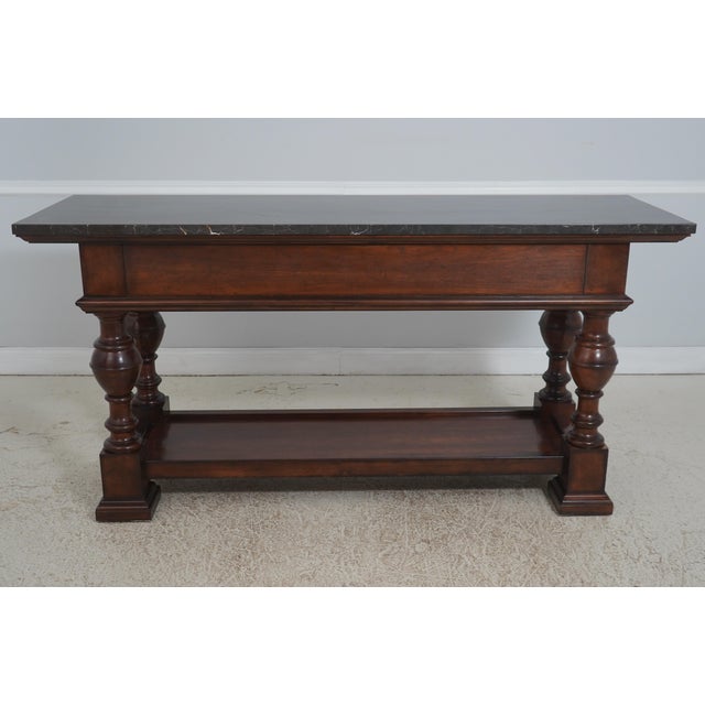 Henredon 3 Drawer 2 Tier Marble Top Console Table For Sale - Image 16 of 18