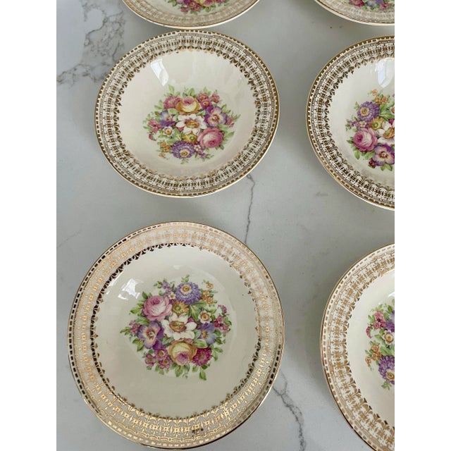 Cream Mid 20th Century 22k Gold China Dessert Bowls-Set of 8 For Sale - Image 8 of 12