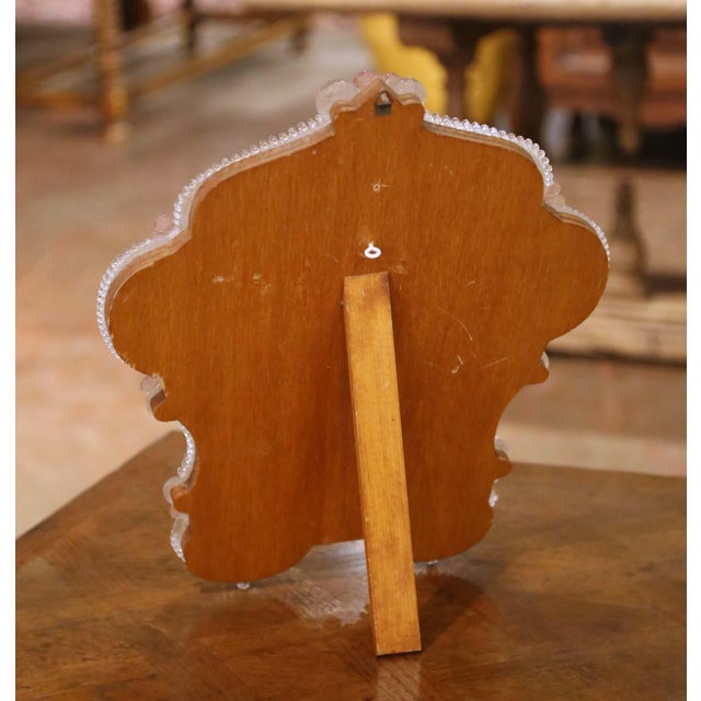 Blush Mid-Century Italian Murano Glass Vanity Mirror With Floral Frame For Sale - Image 8 of 8