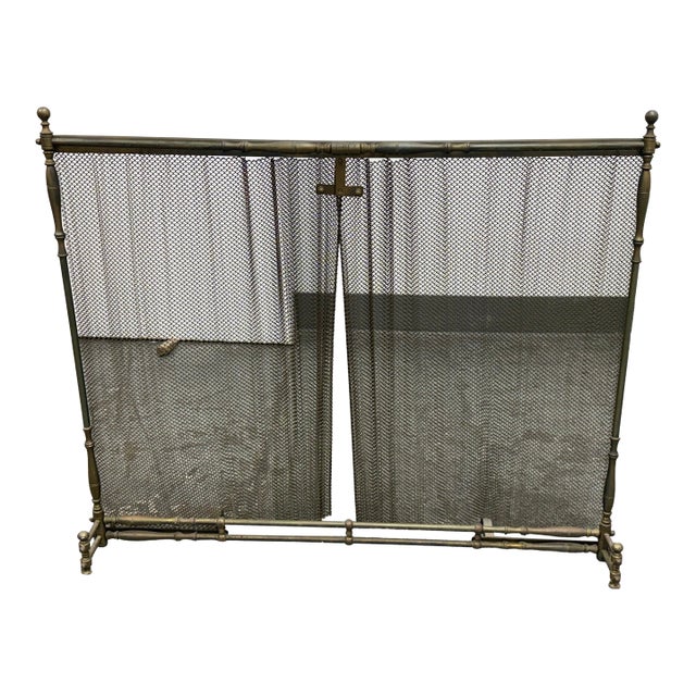 Brass Mesh Fireplace Screen, Vintage For Sale