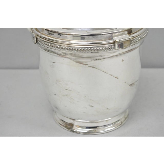 Vintage Victorian Silver Plated Reticulating Hinge Ice Bucket W/ "B" Monogram For Sale - Image 9 of 18