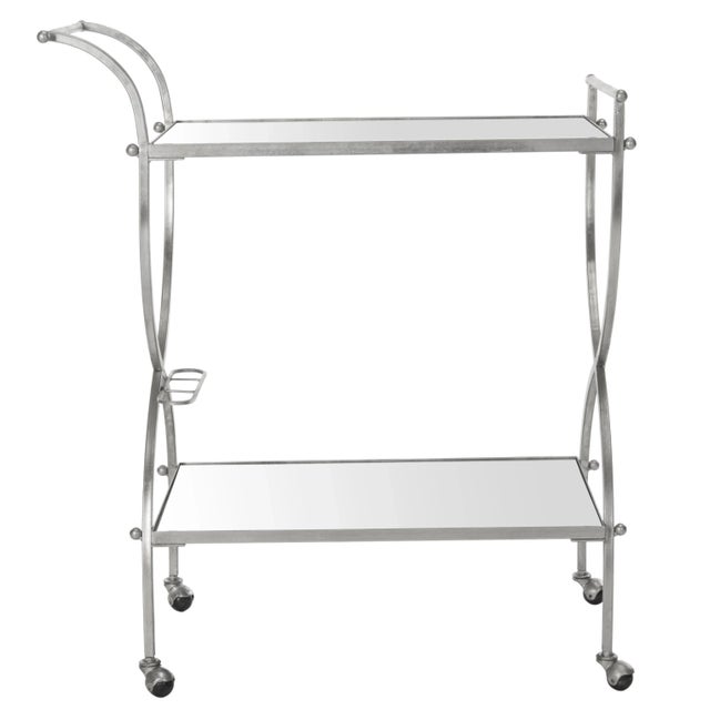 Contemporary Glass Bar Cart in Silver For Sale In Philadelphia - Image 6 of 6