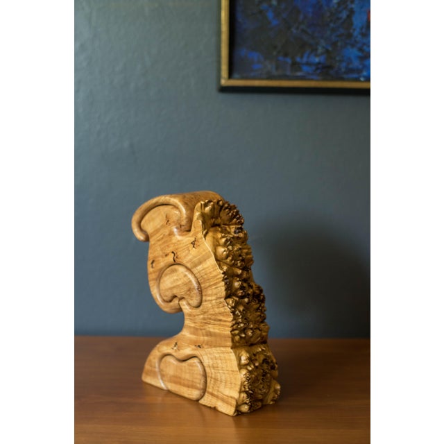 Vintage Sculptural Maple Burl Wood Jewelry Puzzle Box by Fred and Marilyn Buss For Sale - Image 10 of 11