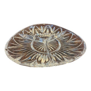 Mid 20th Century Small Triangular Divided Serving Dish in Lead Crystal For Sale