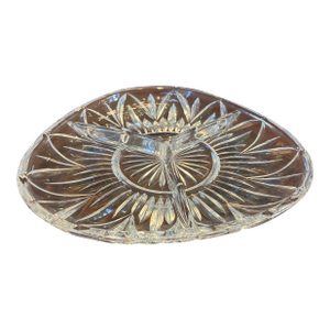 Mid 20th Century Small Triangular Divided Serving Dish in Lead Crystal