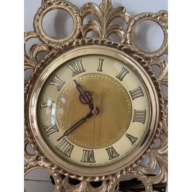 Antique "United Clock Company" Brass Electric Wall Clock, New York