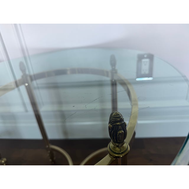 Pair of Vintage LaBarge Style Brass & Glass End Tables | Neoclassical Hollywood Regency For Sale - Image 9 of 10
