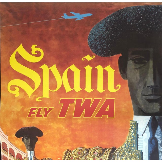 Lithographic poster created by david klein to promote spain for twa in the 1960s. This is the spanish version of an...