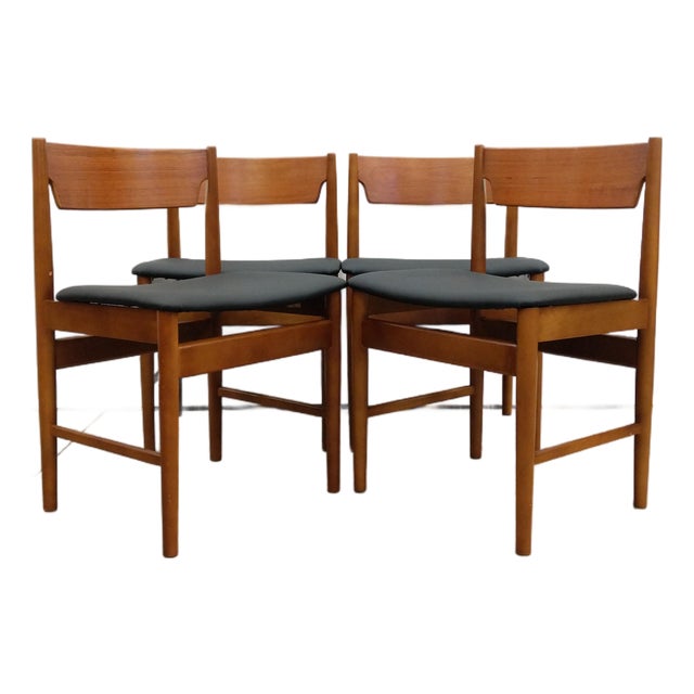 Set of 4 Vintage Edmund Homa Polish Mid Century Dining Chairs For Sale
