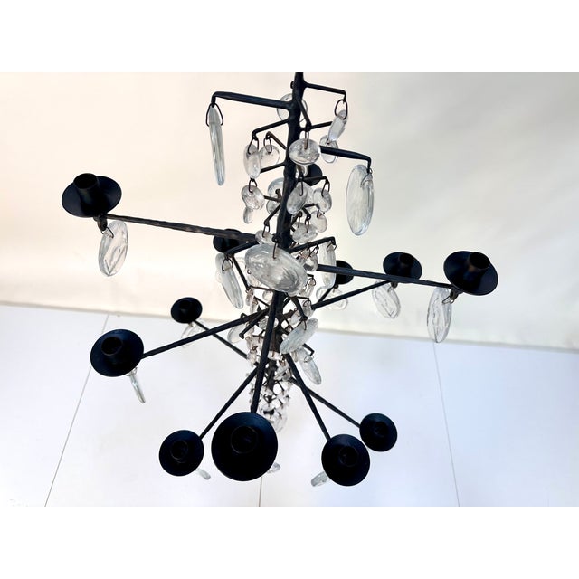 Large Vintage Candle Chandelier in Mouth-Blown Glass and Wrought Iron by Erik Höglund for Boda Smide, 1960s For Sale - Image 14 of 18