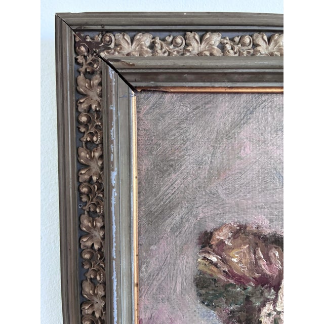 Vintage Original Flower Oil Painting, Signed Flower Still Life Art For Sale - Image 6 of 13