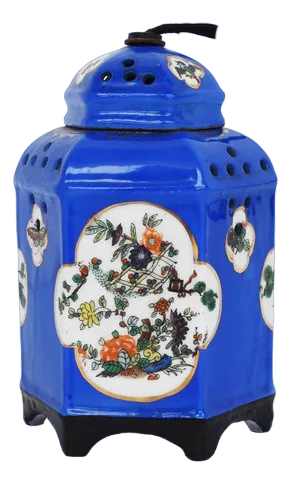 Chinese Art Deco Porcelain Perfume Burner Lamp, Germany, 1920s