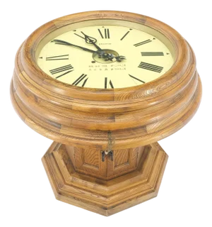 Side Coffee Table w/ a Working Street Wall Clock Top Storage Compartment Base