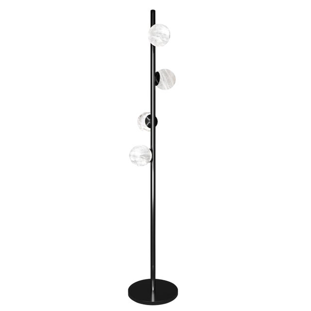 Ofione Shiny Black Metal Floor Lamp by Alabastro Italiano For Sale