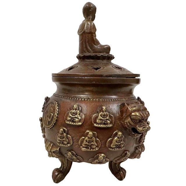 Mid-20th Century Tibetan Brass Tripod Incense Burner For Sale - Image 9 of 12