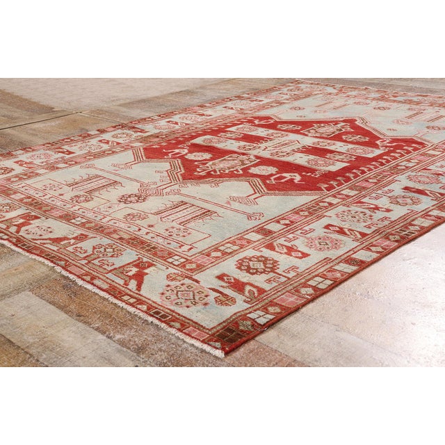 Baby Blue Late 19th Century Persian Malayer Rug, 04'10 X 06'11 For Sale - Image 8 of 10
