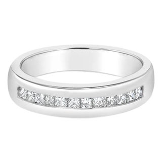 Princess Cut Channel Set Wedding Band .84cttw 14k White Gold, Size 5 For Sale