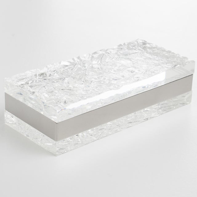 1970s Willy Rizzo Style Chrome and Ice Effect Lucite Box, circa 1970 For Sale - Image 5 of 11