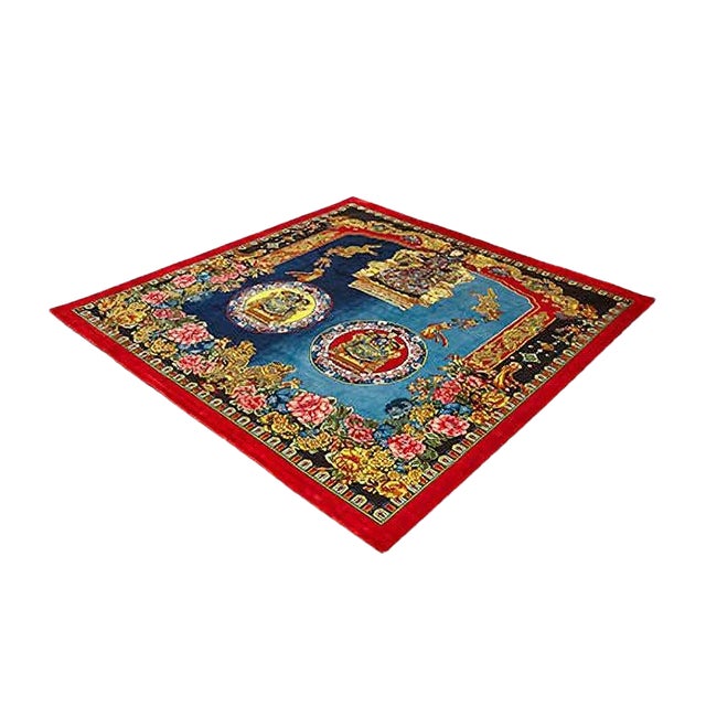 Italian Garden Silk Rug by Gianni Versace for Atelier Versace, 1980s For Sale