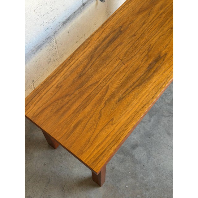 Wood Teak Entry Bench With Sculptural Block Front Drawers Mid-Century Modern Denmark 1970s For Sale - Image 7 of 9