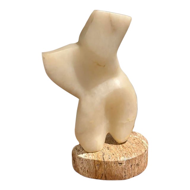 Abstract Alabaster Torso Sculpture by Frank Lauren, 14" H X 10" W For Sale