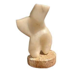 Abstract Alabaster Torso Sculpture by Frank Lauren, 14" H X 10" W