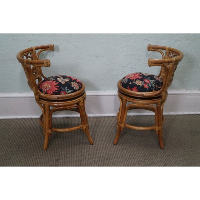 Vintage Rattan Bamboo Swivel Barrel Back Chair 2 Chairish