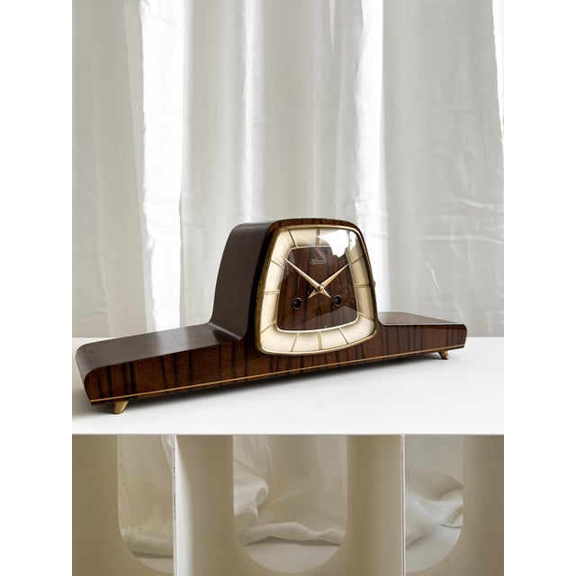 Metal Mid-Century Modern Sculptural Mantel Clock from Hermle, 1960s For Sale - Image 7 of 7