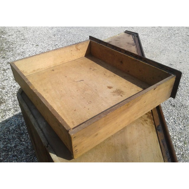 1850s Two Piece Poplar Blind Door Corner Cabinet Cupboard W Orginal Alligator Finish For Sale - Image 9 of 12