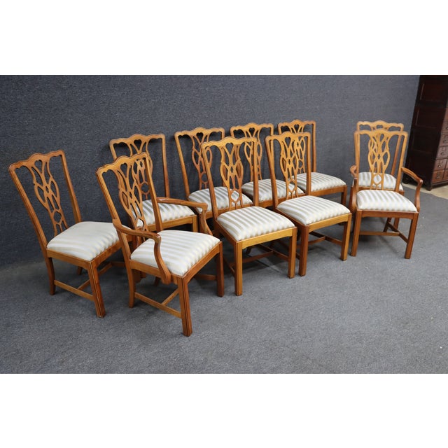 Harden Furniture Set of 10 Harden Chippendale Style Cherry Dining Chairs For Sale - Image 4 of 14