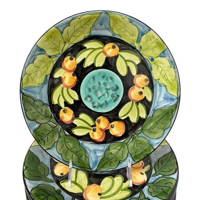 Favanol HandPainted Dinner Plates Oranges. Set of Eight. Made in