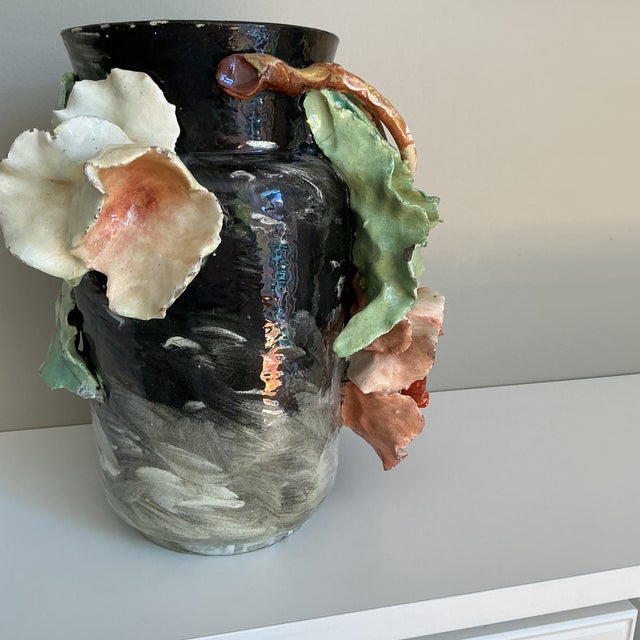 Edourd Gilles Majolica Vase- Large For Sale In New York - Image 6 of 12
