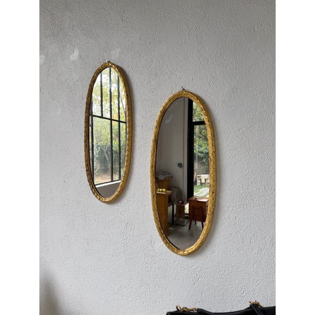 Antique Oval Mirrors in Wood, 1890s, Set of 2 For Sale - Image 9 of 18
