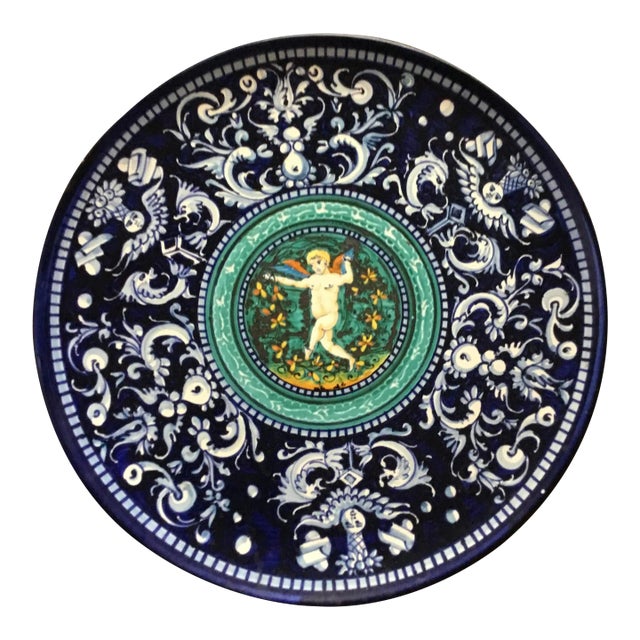 1980s Authentic Italian Cherub Platter From Florence, Italy For Sale