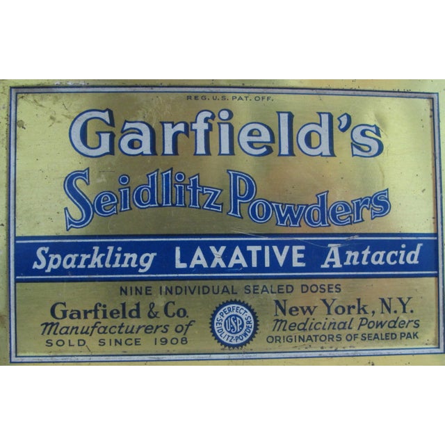 Rustic Vintage Garfield's Seidlitz Powders Tin For Sale - Image 3 of 6
