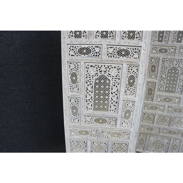 White Anglo Indian Sandalwood Dressing Screen/Room Divider For Sale - Image 8 of 10